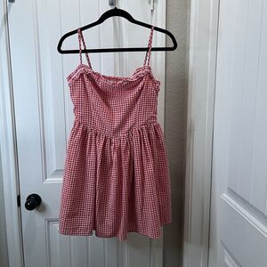 All in Favor Red White Gingham Check Baby Doll Dress Picniccore Cottage Womens M